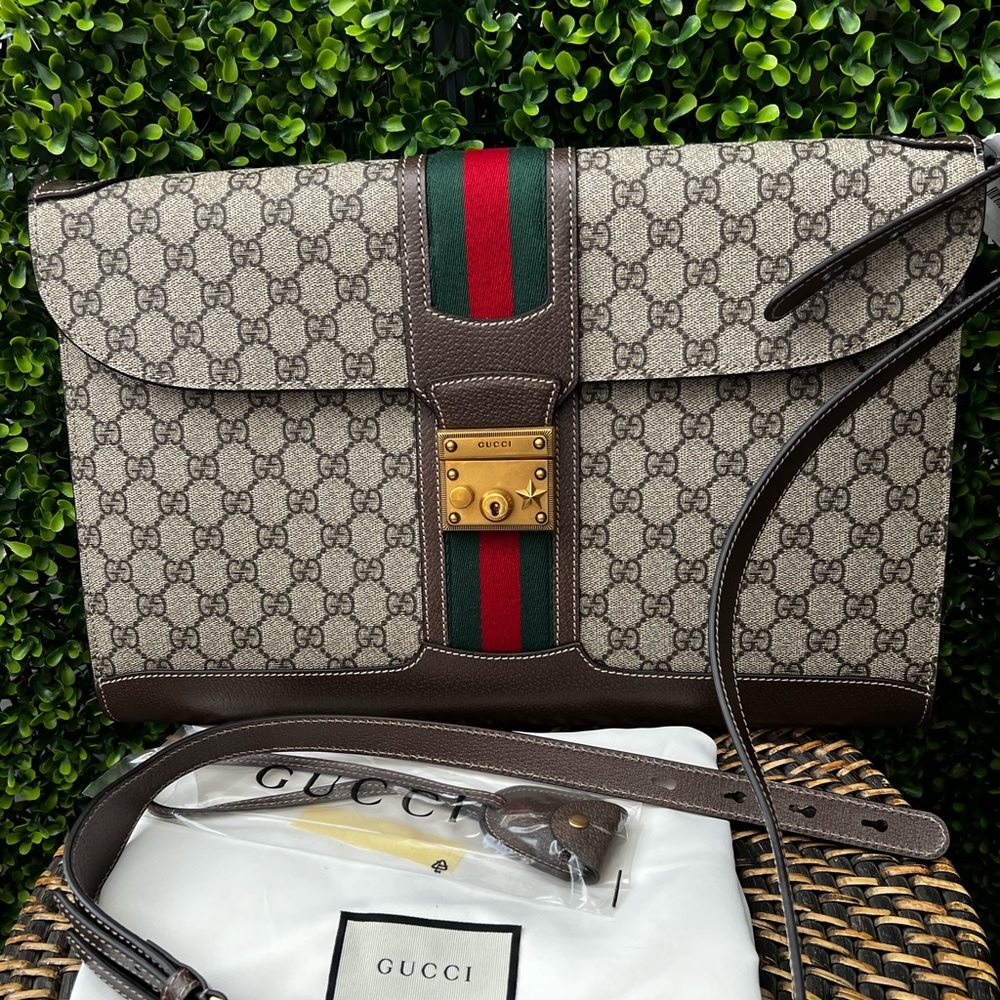 New Gucci Supreme Padlock Web Messenger Crossbody Business Bag